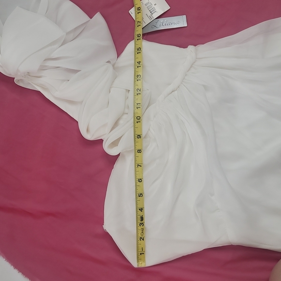 LILIANA ivory one shoulder wedding formal party gown sz 8 - Picture 9 of 14